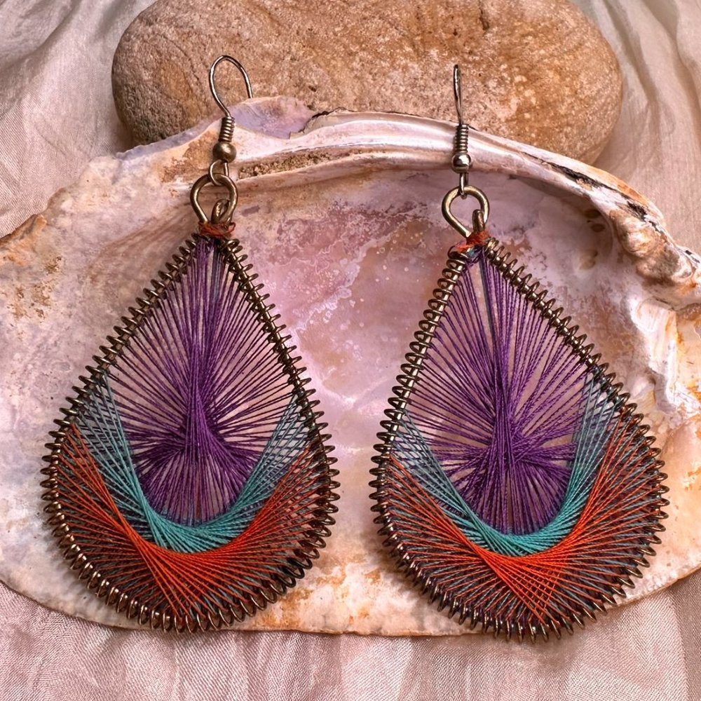 Tribal Coloured Earrings - 6 pairs - Picture 1 of 7